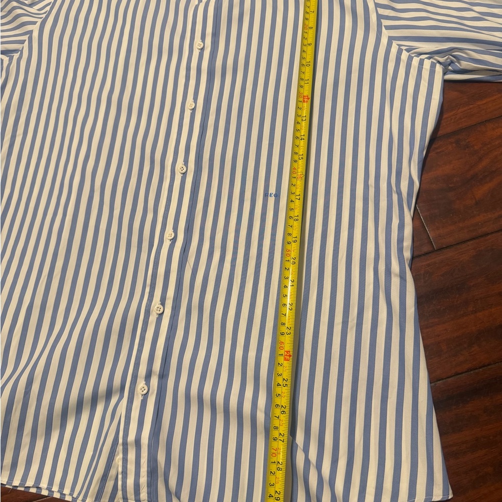 Gary Frazen Men's Blue & White Vertical Stripe Button-Down Shirt - Picture 7 of 8